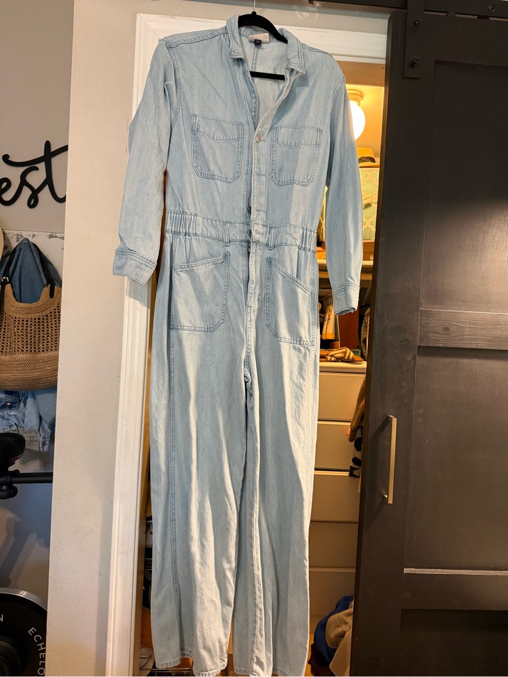 Universal Threads Light Wash Denim Jumpsuit - Long Sleeve